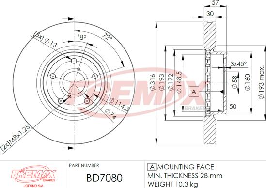 FREMAX BD-7080 - Əyləc Diski furqanavto.az