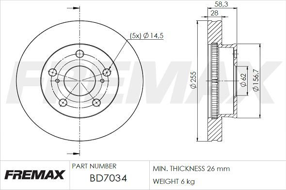 FREMAX BD-7034 - Əyləc Diski furqanavto.az