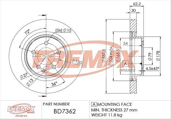 FREMAX BD-7362 - Əyləc Diski furqanavto.az