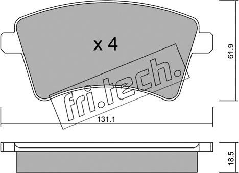 Fri.Tech. 828.0 - Əyləc altlığı dəsti, əyləc diski furqanavto.az