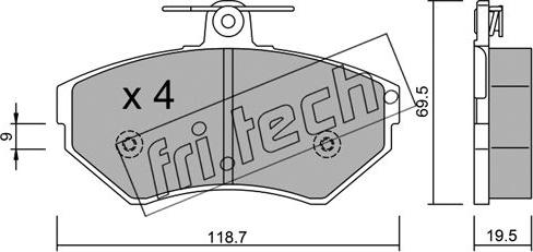 Fri.Tech. 224.0 - Əyləc altlığı dəsti, əyləc diski furqanavto.az