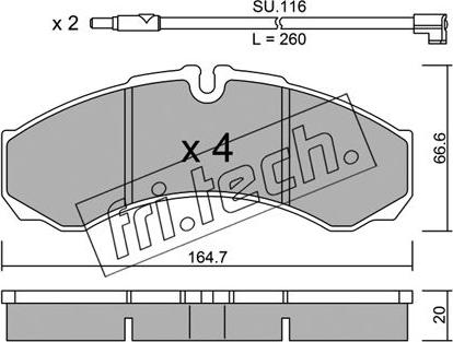 Fri.Tech. 221.7W - Əyləc altlığı dəsti, əyləc diski furqanavto.az