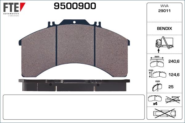 FTE 9500900 - Əyləc altlığı dəsti, əyləc diski furqanavto.az