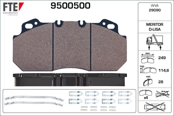 FTE 9500500 - Əyləc altlığı dəsti, əyləc diski furqanavto.az