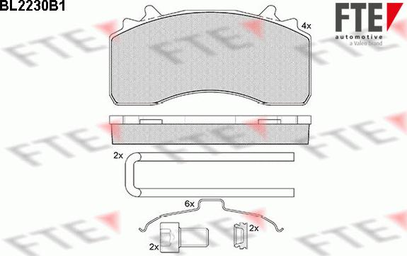 FTE 9500080 - Əyləc altlığı dəsti, əyləc diski furqanavto.az