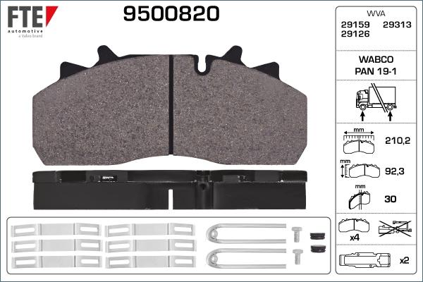 FTE 9500820 - Əyləc altlığı dəsti, əyləc diski furqanavto.az