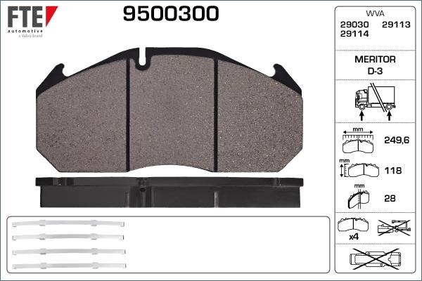 FTE 9500300 - Əyləc altlığı dəsti, əyləc diski furqanavto.az