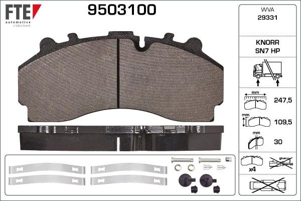 FTE 9503100 - Əyləc altlığı dəsti, əyləc diski furqanavto.az