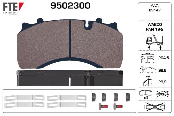 FTE 9502300 - Əyləc altlığı dəsti, əyləc diski furqanavto.az