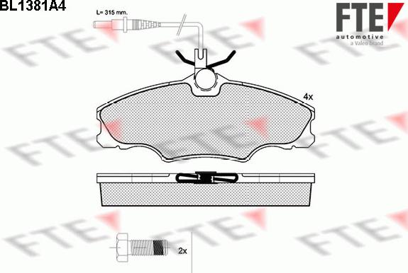 FTE 9010155 - Əyləc altlığı dəsti, əyləc diski www.furqanavto.az