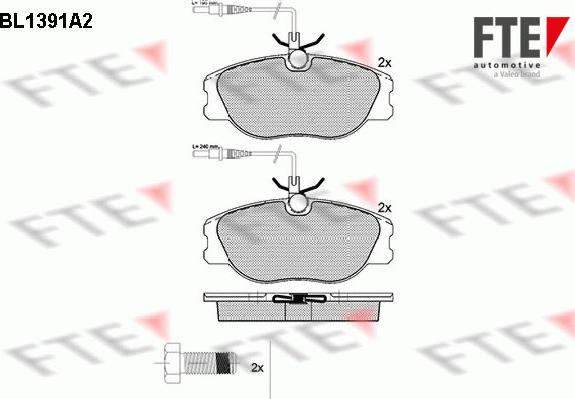 FTE BL1391A2 - Əyləc altlığı dəsti, əyləc diski furqanavto.az