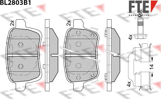 FTE BL2803B1 - Əyləc altlığı dəsti, əyləc diski furqanavto.az