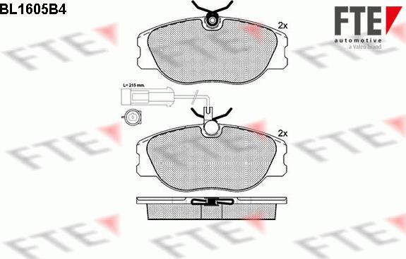 FTE BL1605B4 - Əyləc altlığı dəsti, əyləc diski furqanavto.az