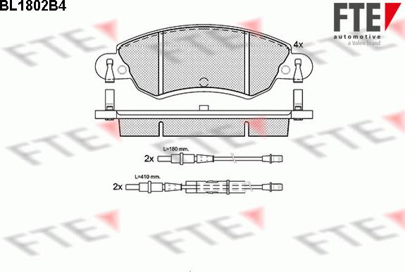 FTE BL1802B4 - Əyləc altlığı dəsti, əyləc diski furqanavto.az