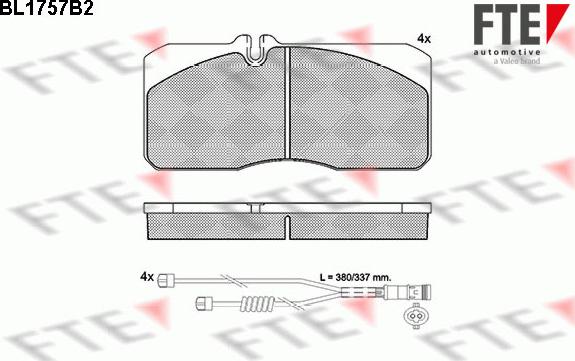 FTE BL1757B2 - Əyləc altlığı dəsti, əyləc diski furqanavto.az