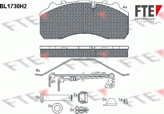 FTE BL1730H2 - Əyləc altlığı dəsti, əyləc diski furqanavto.az