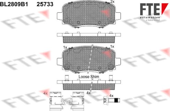 FTE BL2809B1 - Əyləc altlığı dəsti, əyləc diski furqanavto.az