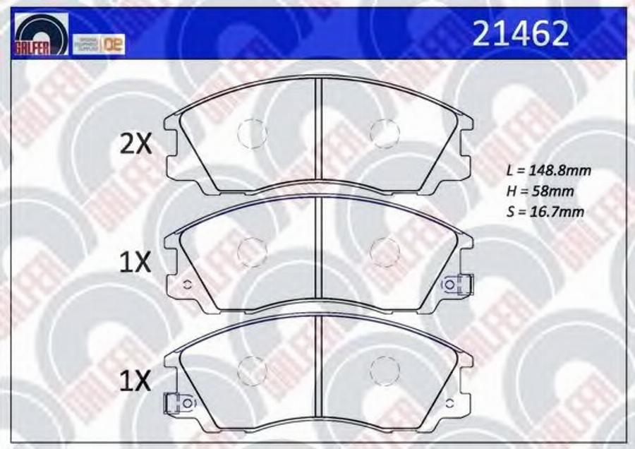 Galfer 21462 - Əyləc altlığı dəsti, əyləc diski furqanavto.az