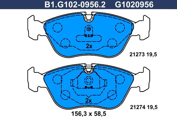 Galfer B1.G102-0956.2 - Əyləc altlığı dəsti, əyləc diski furqanavto.az