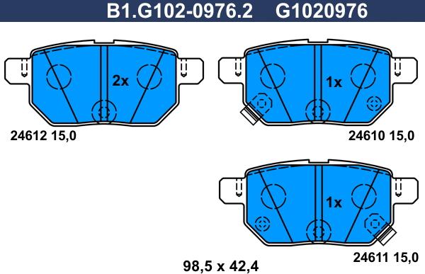 Galfer B1.G102-0976.2 - Əyləc altlığı dəsti, əyləc diski furqanavto.az