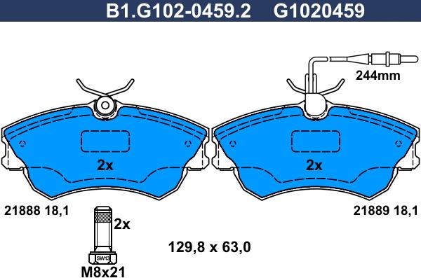 Galfer B1.G102-0459.2 - Əyləc altlığı dəsti, əyləc diski furqanavto.az