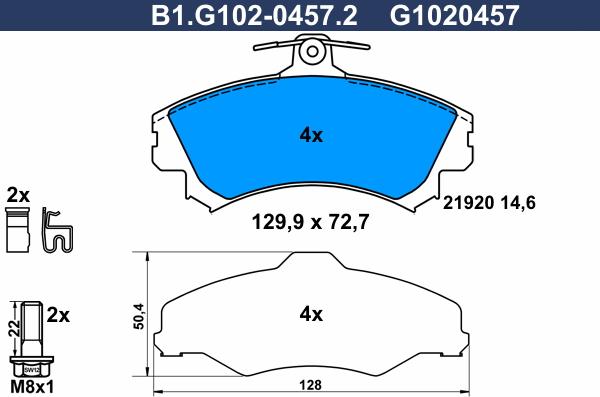 Galfer B1.G102-0457.2 - Əyləc altlığı dəsti, əyləc diski furqanavto.az