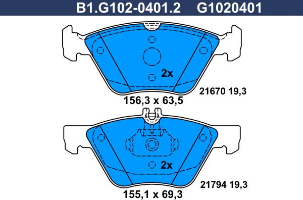 Galfer B1.G102-0401.2 - Əyləc altlığı dəsti, əyləc diski furqanavto.az