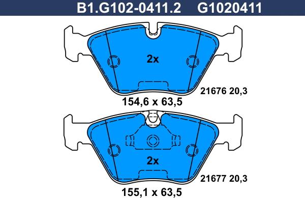 Galfer B1.G102-0411.2 - Əyləc altlığı dəsti, əyləc diski furqanavto.az