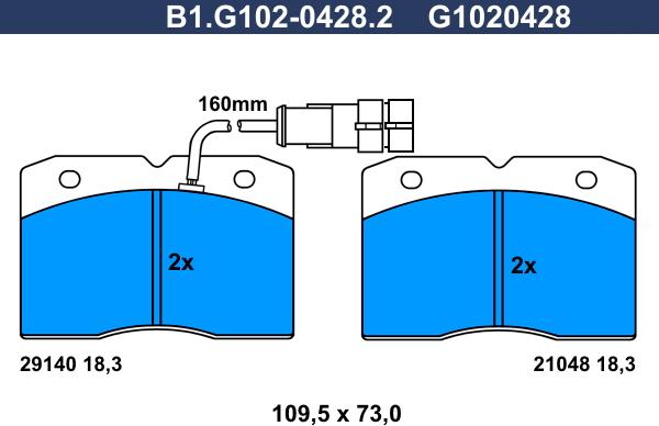 Galfer B1.G102-0428.2 - Əyləc altlığı dəsti, əyləc diski furqanavto.az