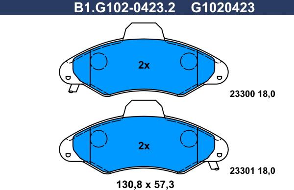 Galfer B1.G102-0423.2 - Əyləc altlığı dəsti, əyləc diski furqanavto.az