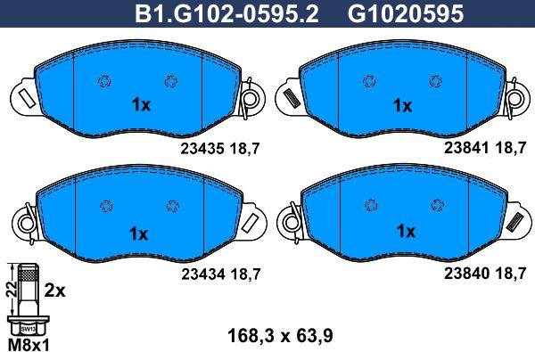 Galfer B1.G102-0595.2 - Əyləc altlığı dəsti, əyləc diski furqanavto.az