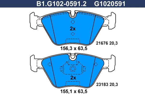 Galfer B1.G102-0591.2 - Əyləc altlığı dəsti, əyləc diski furqanavto.az