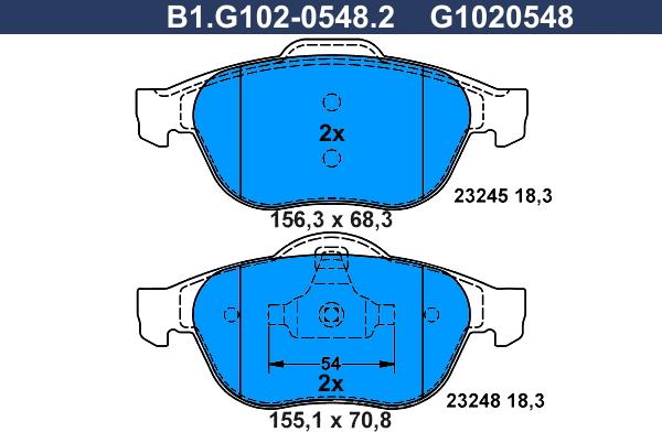 Galfer B1.G102-0548.2 - Əyləc altlığı dəsti, əyləc diski furqanavto.az