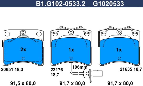 Galfer B1.G102-0533.2 - Əyləc altlığı dəsti, əyləc diski furqanavto.az