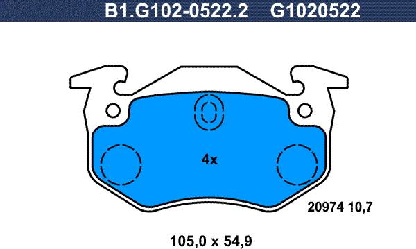 Galfer B1.G102-0522.2 - Əyləc altlığı dəsti, əyləc diski furqanavto.az