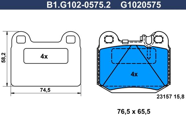 Galfer B1.G102-0575.2 - Əyləc altlığı dəsti, əyləc diski furqanavto.az