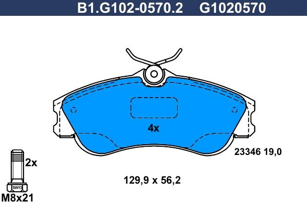 Galfer B1.G102-0570.2 - Əyləc altlığı dəsti, əyləc diski furqanavto.az