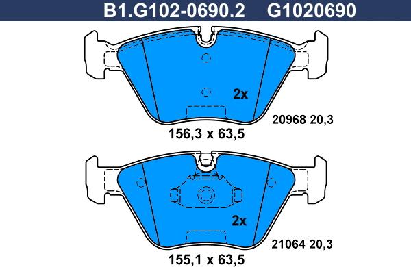 Galfer B1.G102-0690.2 - Əyləc altlığı dəsti, əyləc diski furqanavto.az