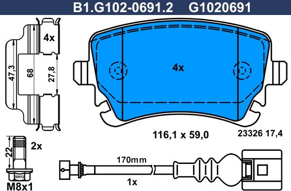 Galfer B1.G102-0691.2 - Əyləc altlığı dəsti, əyləc diski furqanavto.az