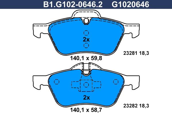 Galfer B1.G102-0646.2 - Əyləc altlığı dəsti, əyləc diski furqanavto.az