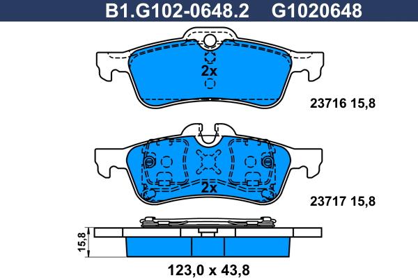 Galfer B1.G102-0648.2 - Əyləc altlığı dəsti, əyləc diski furqanavto.az