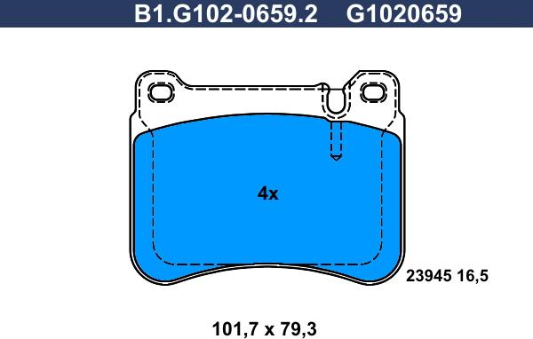 Galfer B1.G102-0659.2 - Əyləc altlığı dəsti, əyləc diski furqanavto.az