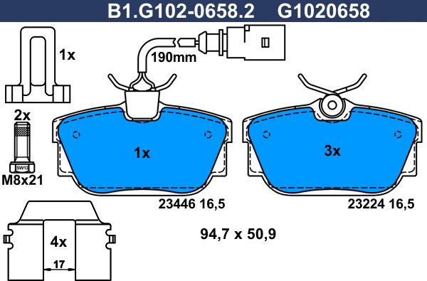 Galfer B1.G102-0658.2 - Əyləc altlığı dəsti, əyləc diski furqanavto.az