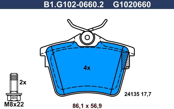 Galfer B1.G102-0660.2 - Əyləc altlığı dəsti, əyləc diski furqanavto.az