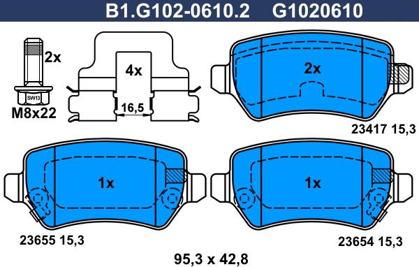 Galfer B1.G102-0610.2 - Əyləc altlığı dəsti, əyləc diski furqanavto.az