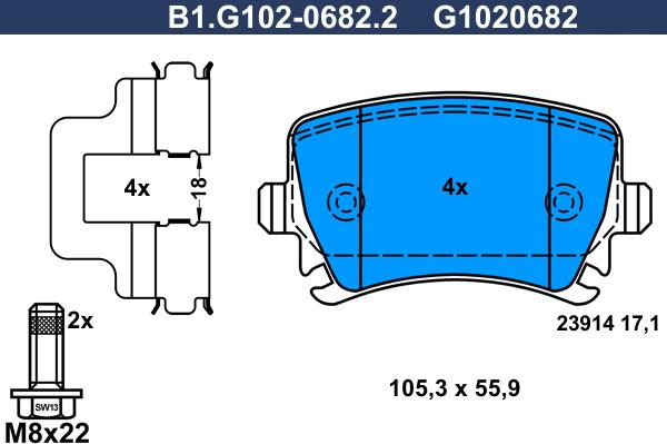 Galfer B1.G102-0682.2 - Əyləc altlığı dəsti, əyləc diski furqanavto.az