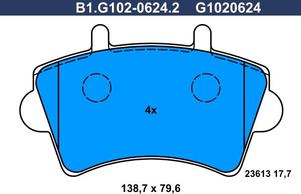 Galfer B1.G102-0624.2 - Əyləc altlığı dəsti, əyləc diski furqanavto.az