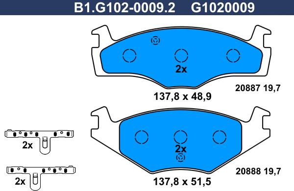 Galfer B1.G102-0009.2 - Əyləc altlığı dəsti, əyləc diski furqanavto.az