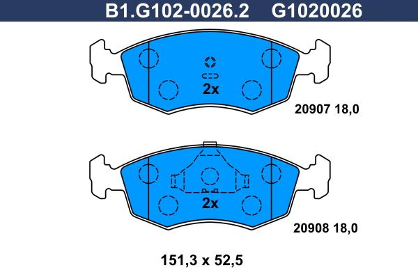 Galfer B1.G102-0026.2 - Əyləc altlığı dəsti, əyləc diski furqanavto.az