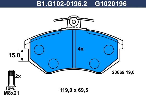 Galfer B1.G102-0196.2 - Əyləc altlığı dəsti, əyləc diski furqanavto.az